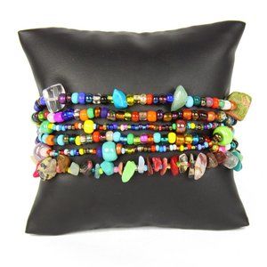 Czech Bead MULTI-COLOR BRIGHTS 6 strand Bracelet